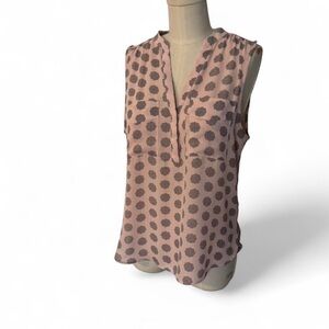 H&M Pink and Black Polka Dot Sleeveless Blouse